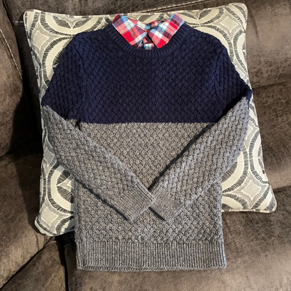 Cat and Jack sweater with plaid collar